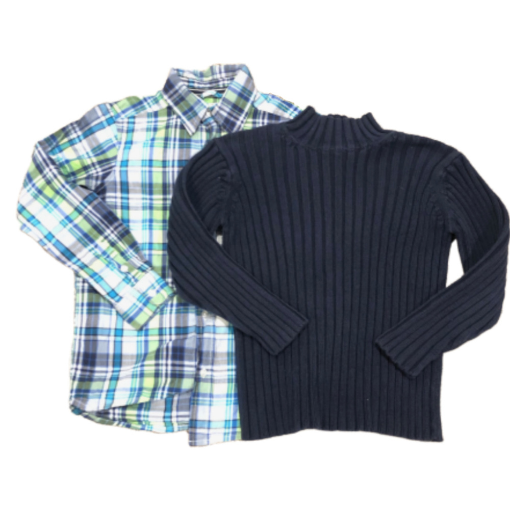 Childrens Place Boys Shirt & Navy Sweater -M